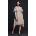 thumbnail image 2 of Bimba Grey Floral Print Cold Shoulder Women Swing Tunic Flutter Sleeve Midi Dress - Medium, 2 of 6