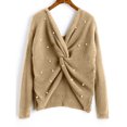thumbnail image 1 of Chandail en Tricot d'Hiver pour Femmes Col en V Perle Mi-Longueur, 1 of 6