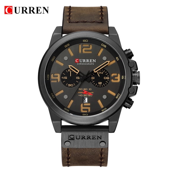 EGNMCR Men's Quartz Watch Mens Watches Sport Calendar Leather Chronograph Quartz Watch Quartz Watch
