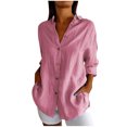 thumbnail image 1 of Timegard Plus Size Tops for Women Button down Shirts Long Sleeve Lapel V Neck Blouse Lightweight Tops, 1 of 6