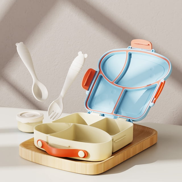 EGNMCR Organization and Storage, Storage Bins, Storage Containers Outdoor School Lunchbox Microwave Safe Includes Fork Spoon And Sauces Compartment Compartmentalised Plastics lunchbox