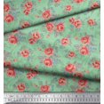 thumbnail image 3 of Soimoi Tissu Poly Georgette Imprimé Feuilles & Roses au Mètre 42 Pouces de Large, 3 of 3