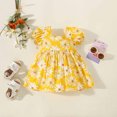 thumbnail image 2 of Penkiiy Robe d'Été pour Bébé Fille, Col Rond, Manches Bouffantes, Nœud, Manches Courtes, Robes Décontractées pour Filles 2-3 Ans Jaune en Liquidation, 2 of 9