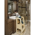 thumbnail image 4 of TREASURE KIDS Wooden Learning Tower for Toddlers 2 in 1 - Montessori Height Adjustable Standing Platform Children Standing Tower- Whiteboard – Kitchen Helper Step Stool Safety Net- Natural wood, 4 of 5