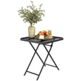 thumbnail image 1 of Outsunny Table Pliante d'Extérieur pour Patio, Table d'Appoint à Carreaux Façon Rotin, Noir, 1 of 10
