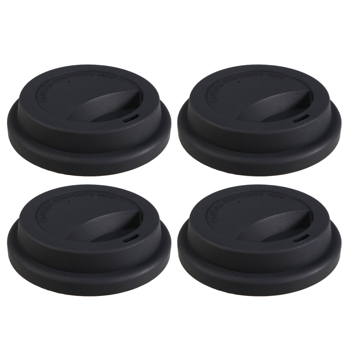 4 Pcs Couvercles de Tasse à Café en Silicone Réutilisables Couvercles de Tasse de Voyage Anti-Poussière (Noir)