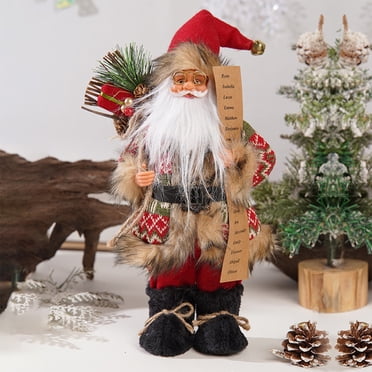 Meitianfacai Santa Claus Figurine Standing Posture Home Christmas Scene Decoration Ornaments Christmas Decorations, Red
