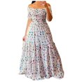thumbnail image 1 of MesaSe Robes Bohèmes à Fleurs pour Femmes, Épaules Dénudées, Fluides, Ligne A, Plage, Fête, Robe Maxi, Robes de Retour à la Maison, 1 of 7