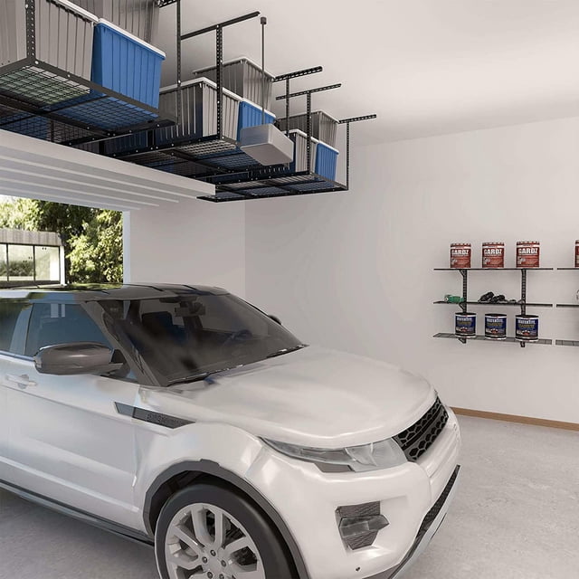 3x6ft Overhead Garage Storage Shelves, 22'' to 40" Height Adjustable Ceiling Storage Rack, 450lbs Weight Capacity, Heavy Duty Metal Garage Storage Organization System