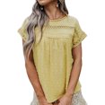 thumbnail image 3 of Chemise à Manches Courtes pour Femmes avec Dentelle Ajourée et Pois Suisses, 3 of 4
