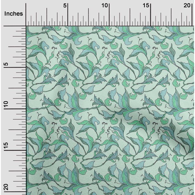 oneOone Cotton Flex Mint Fabric Flower Artistic Sewing Material Print Fabric By The Yard 40 Inch Wide