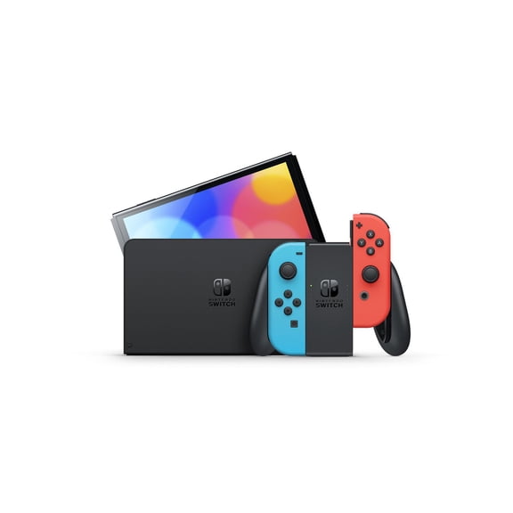 Nintendo Switch (OLED model) w/ Neon Red & Neon Blue Joy-Con (Nintendo Switch)