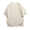 thumbnail image 1 of BOBOGOJP T-Shirts pour Hommes en Coton Léger à Manches Courtes Col Rond (Beige,TG), 1 of 4