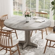 AKDSteel 47" Round Dining Table for 4, Kitchen Table with Wooden Base, Circle Dining Table for Dining Room, Living Room, Kitchen (Without Chairs)
