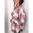 thumbnail image 2 of ORUYROP Womens Long Sleeve Plaid Shirts Flannel Lapel Button Down Shacket Jacket Coats, 2 of 5