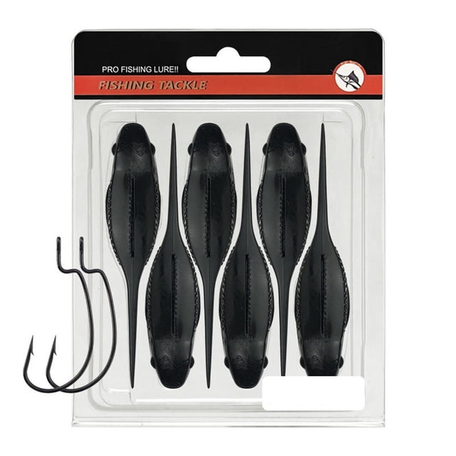 GLFILL 6pcs 10cm Swimbait Long Tailed Fake Tadpole Soft Bait Sinking Floating Wobblers black