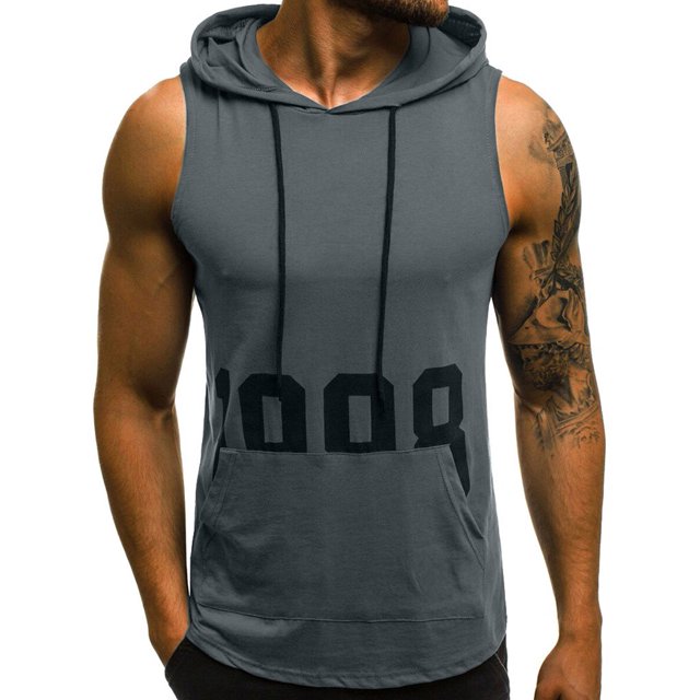 CEHVOM Fashion Men Sleeveless Printed Drawstring O-Neck Casual Tank Tops