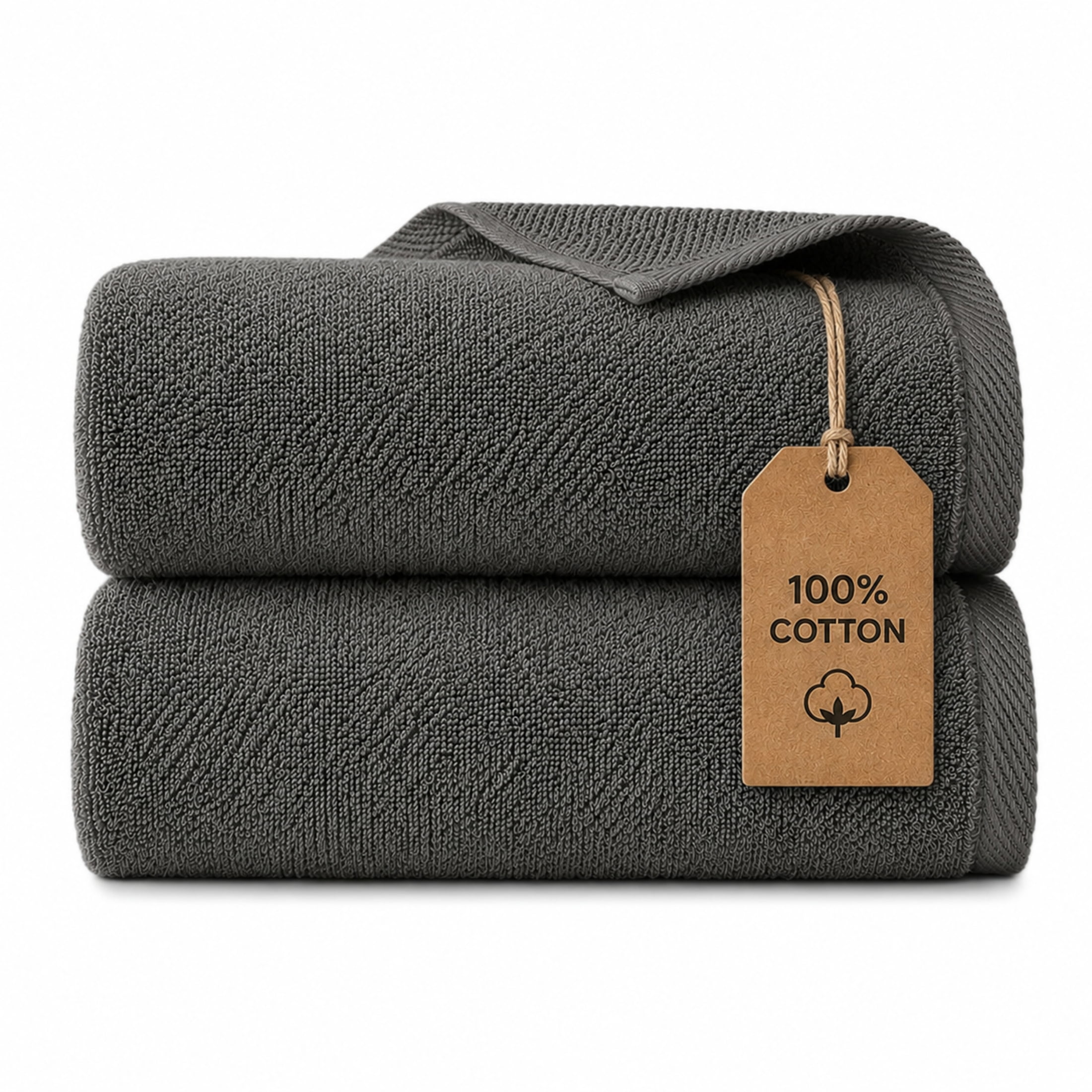 Swift Home 2 Pack Bath Towel Set – 100% Cotton, Luxuriously Soft, Highly Absorbent, Quick Dry, Grey
