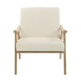 thumbnail image 2 of Chaise Weldon en Tissu Crème Lin avec Cadre Fini Brossé, 2 of 5