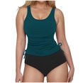 thumbnail image 3 of VBTAPA Womens Tankini Swimsuit Tummy Control Two Piece Bathing Suit Color Block Beach Swimwear Ruched Drawstring Modest Swimsuits Lightning Sales Today Blue XXL, 3 of 9