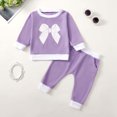 thumbnail image 1 of RXIRUCGD Cute Bow Printed Sweater Set For Baby Boys And Girls( Purple, Size:12 Months ), 1 of 4