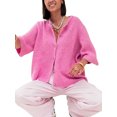 thumbnail image 1 of Gupgi Knitted Crop Cardigan for Women Short Sleeve Button Down Sweater Solid Color Ribbed Tops, 1 of 7