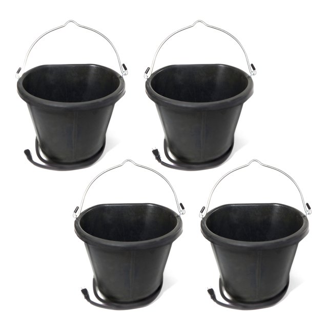 Farm Innovators Seau Chauffant à Dos Plat en Caoutchouc 18 Pintes 90 Watts (Lot de 4)
