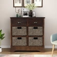 thumbnail image 3 of Armoire de Rangement avec Paniers - Armoire d'Accent avec Tiroirs Armoire en Rotin, Espresso, 3 of 9