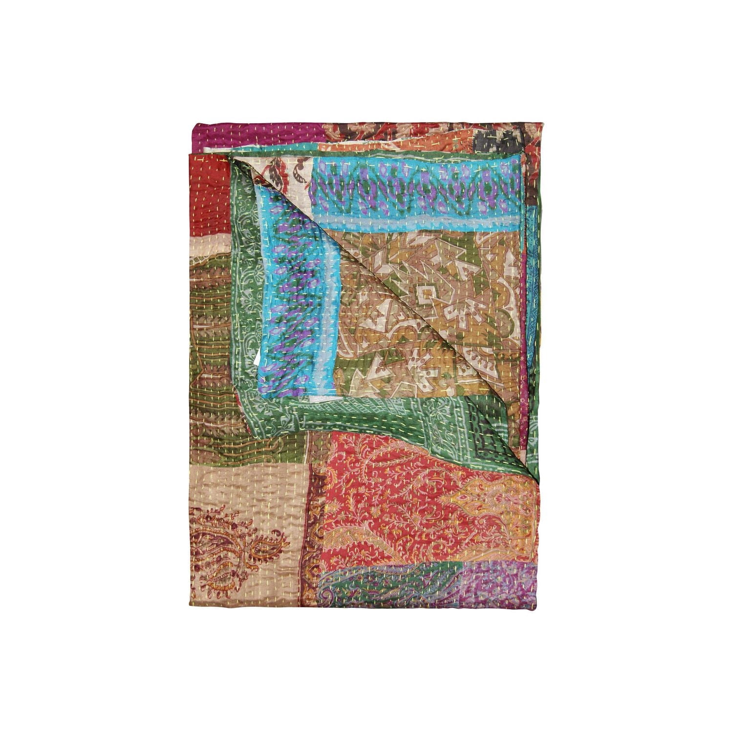 KANTHA SILK THROW BLANKET 50"X70"