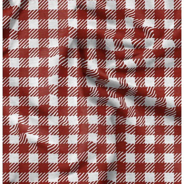 Soimoi Georgette Viscose Fabric Gingham Check Printed Fabric 1 Yard 42 Inch Wide