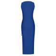 thumbnail image 5 of Robes d'Été pour les Femmes à la Mode Sans Manches Boho Côtelé Cordon Robe de Soleil Ruché Sexy Haute Fente Robe Maxi Bodycon, 5 of 5
