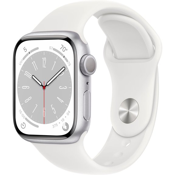 Refurbished Apple Watch Gen 8 Series 8 41mm Silver Aluminum - White Sport Band MP6K3VC/A