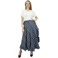 thumbnail image 3 of Phagun Women's Check Printed Self Belt Cotton Navy Blue Ruffled Wrap Skirt, 3 of 6