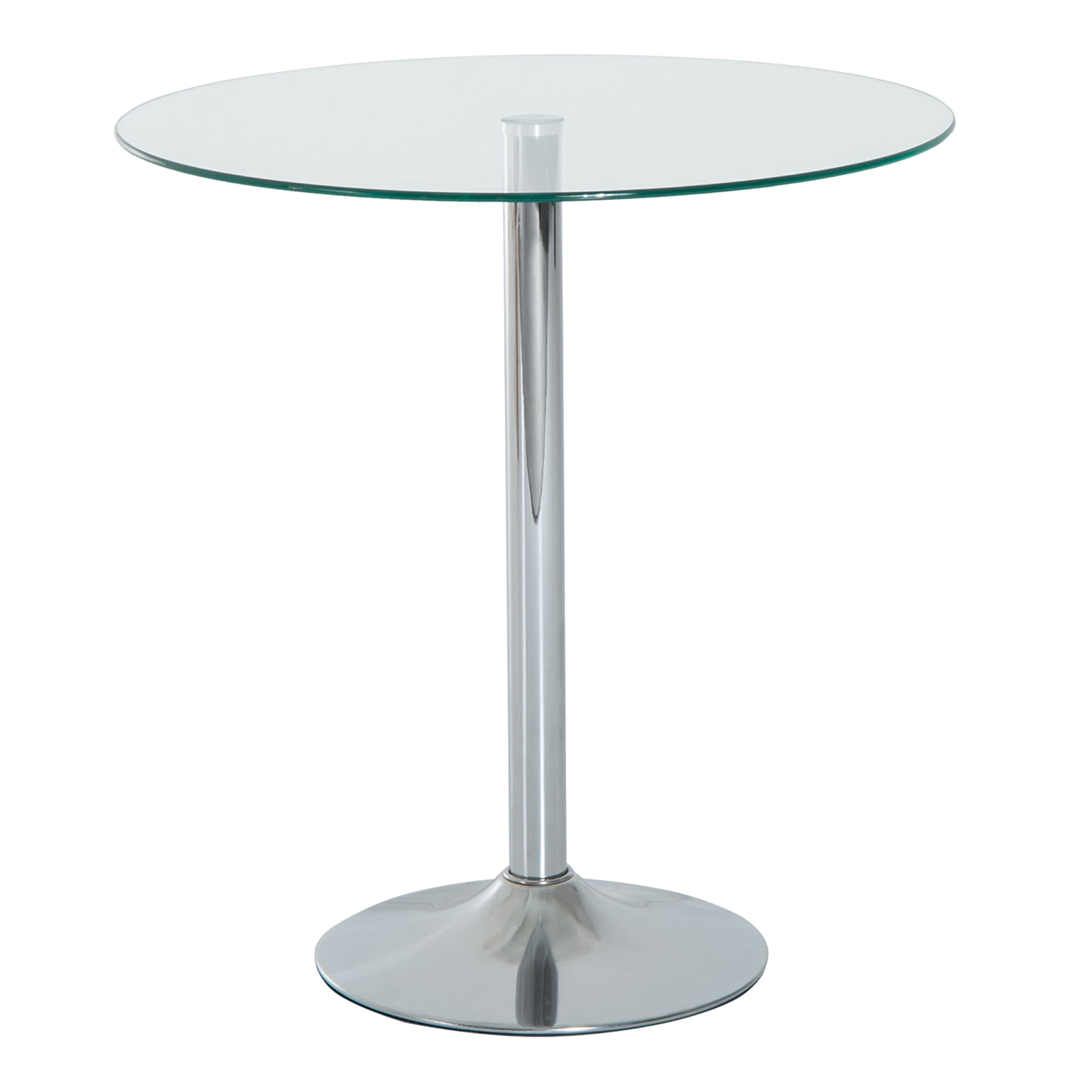HOMCOM Round Dining Table, Modern Kitchen Table with Tempered Glass Top, Silver