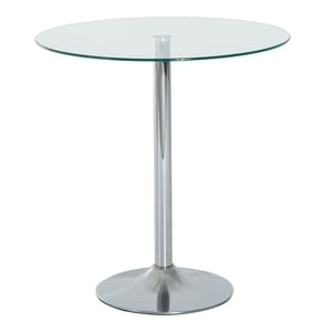 HOMCOM Round Dining Table, Modern Kitchen Table with Tempered Glass Top, Silver