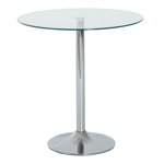 HOMCOM Round Dining Table, Modern Kitchen Table with Tempered Glass Top, Silver