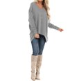 thumbnail image 3 of Women Long SLeeve V Neck Irregular Hem Tunic Top, 3 of 5