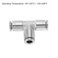 thumbnail image 4 of Unique Bargains 1/4 Inch OD Tee Push To Connect Tube Air Line Fittings Nickle-Plated, Silver 2Pcs, 4 of 4