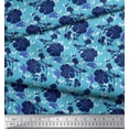 thumbnail image 2 of Soimoi Blue Velvet Fabric Leaves,Insect & Floral Artistic Print Sewing Fabric BTY 58 Inch Wide, 2 of 3