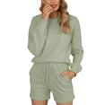 thumbnail image 5 of Topcobe Women' s Long Sleeve Solid Color Lounge Wear Set, S-3XL Green, 5 of 5