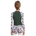 thumbnail image 3 of Eandarui Kids Girls 2 Piece Rash Guards Swimsuit Long Sleeve Patchwork Flower Print with Short Swimwear Green 110, 3 of 6