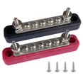 thumbnail image 1 of 5 Terminals Bus Bar, Ampper 4.2" Power / Ground Distribution Block Brass Battery BusBar Junction for Car Vehicle Rv Truck Marine Boat Audio Amplifier and More (Red & Black), 1 of 3