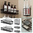 thumbnail image 1 of 5-Piece Shower Organizer Set Wall Mounted Storage Rack with Soap Dish and Hooks No Drill Bathroom Space Saving Solution, 1 of 6