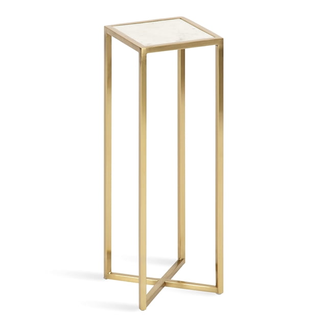 Kate and Laurel Jaspur Table d'Appoint Carrée en Métal, 7x7x21, Blanc/or