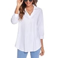 thumbnail image 2 of Innerwin Tops 3/4 Sleeve Women Blouse Work Solid Color Elegant Shirts White XL, 2 of 7