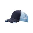 thumbnail image 1 of Cotton Twill Distressed Mesh Trucker Hat, Navy/Blue, 1 of 1