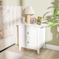 thumbnail image 2 of Gymax Table de Nuit Moderne avec Rangement 2 Tiroirs et Pieds de Soutien pour Chambre Blanc, 2 of 10