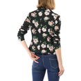 thumbnail image 3 of INSPIRE CHIC Women's Fitted Blazer Notch Lapel Printed Open Front Work Suit Jacket L Black-Floral, 3 of 8