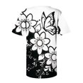 thumbnail image 4 of Pompotops Femmes Mode Décontractée Imprimé Col Rond Ample Manches Courtes T-shirt Haut Blouse Chandail Liquidation, 4 of 4
