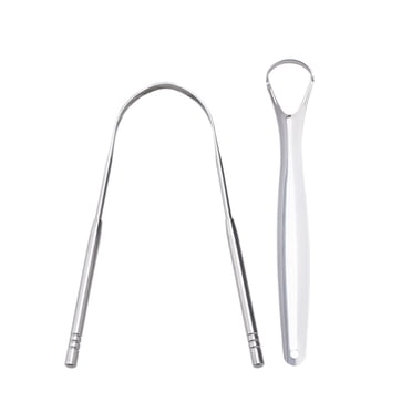 Amdohai Gratte-Langue, Lot de 2, Formes Différentes, Réduit la Mauvaise Haleine, Nettoyants de Langue en Acier Inoxydable, Grattoirs de Langue en Métal, Haleine Plus Fraîche